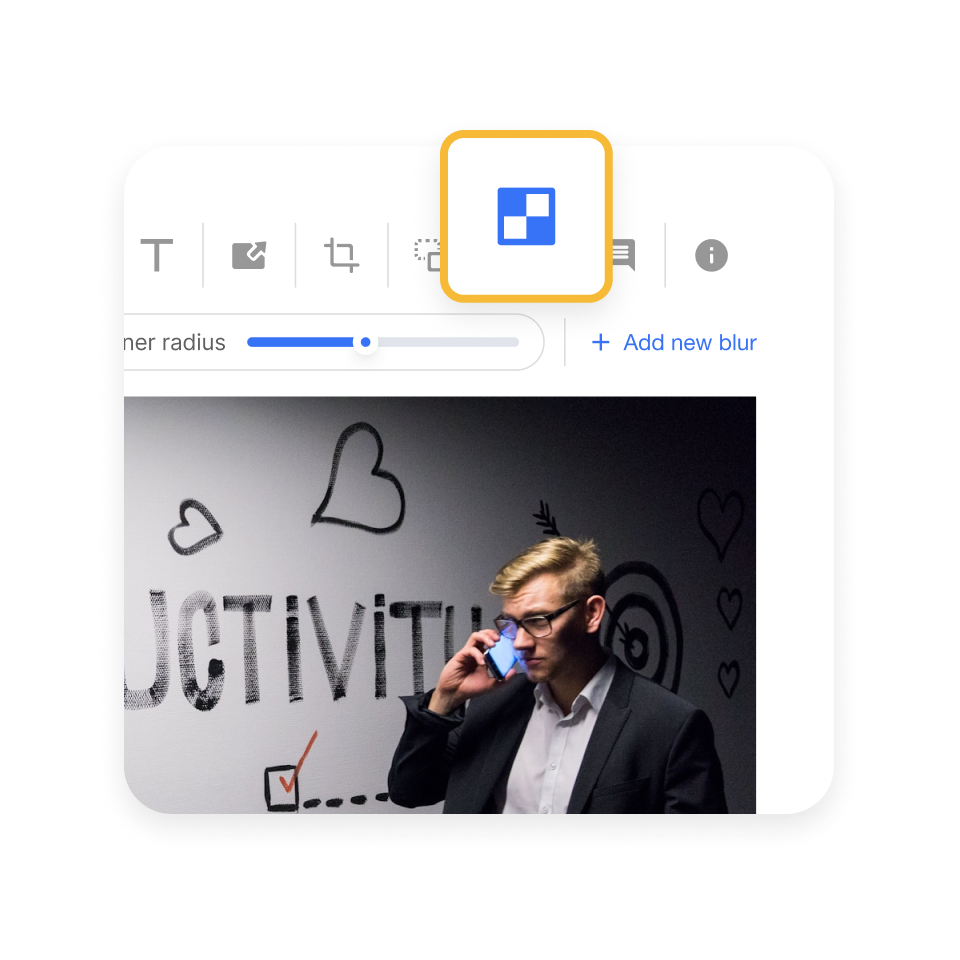 Blur video online – click the Blur button in Visla’s toolbar to add a blur box